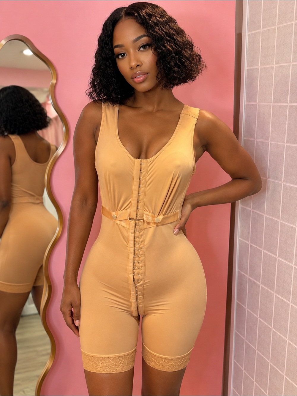 Beige Sculpting Bodysuit Shapewear Faja